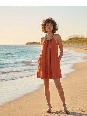 Y2K Vintage L8ter Rust Orange Halter Dress